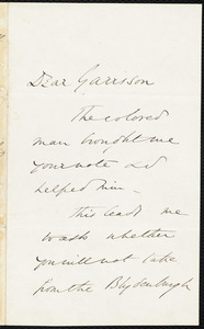 Letter from Wendell Phillips, to William Lloyd Garrison, Nov[ember] 19 [1870]
