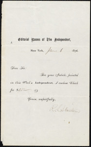 Letter from R. S. Stanton, New York, [N.Y.], to William Lloyd Garrison, Jan[uary] 6 1872