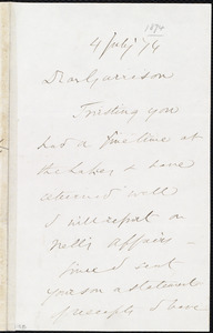 Letter from Wendell Phillips, to William Lloyd Garrison, 4 July [18]74