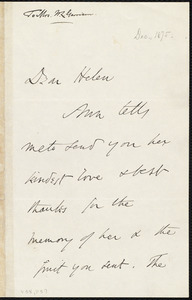 Letter from Wendell Phillips, to Helen Eliza Garrison, [December 1875]