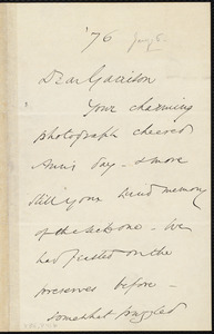Letter from Wendell Phillips, to William Lloyd Garrison, [January 6, 18]76