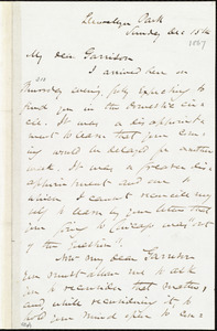 Letter from James Miller M'Kim, Llewellyn Park, [N.J.], to William Lloyd Garrison, Dec[ember] 15, [1867]