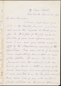 Letter from Oliver Johnson, New York, [N.Y.], to William Lloyd Garrison, March 22, 1874