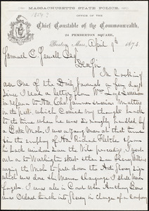 Letter from Gustavus Andrews, Boston, Mass., to Samuel Edward Sewall, April 9th, 1874
