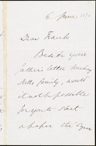 Letter from Wendell Phillips, to Francis Jackson Garrison, June 6 [1874]