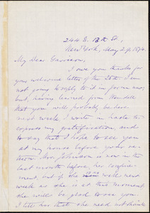 Letter from Oliver Johnson, New York, [N.Y.], to William Lloyd Garrison, May 29, 1874