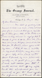 Letter from Oliver Johnson, Orange, N.J., to William Lloyd Garrison, May 1, 1877
