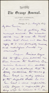 Letter from Oliver Johnson, Orange, N.J., to William Lloyd Garrison, May 4, 1877