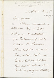 Letter from Edmund Quincy, Dedham, [Mass.], to William Lloyd Garrison, May 3d [1877]