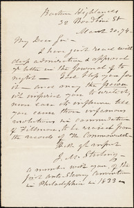 Letter from John Montgomery Sterling, [Boston, Mass.], to William Lloyd Garrison, March 20, [18]74