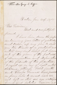 Letter from Josephine St. Pierre Ruffin, Boston, [Mass.], to William Lloyd Garrison, Jan[uary] 13th 1875