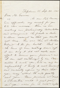 Letter from Nathan Robinson Johnston, Topsham, Vt., to William Lloyd Garrison, Sep[tember] 22. 1860
