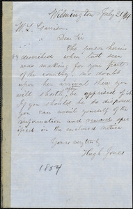 Letter from Hugh Jones, Wilmington, to William Lloyd Garrison, July 21 / [18]54