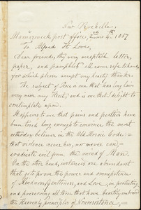 Letter from Joseph Carpenter, New Rochelle, to Alfred Harry Love, [Feburary[ 4th 1867