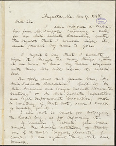 Letter from Sylvester Judd, Augusta, Me., to William Lloyd Garrison, Jan[uary] 17, 1848