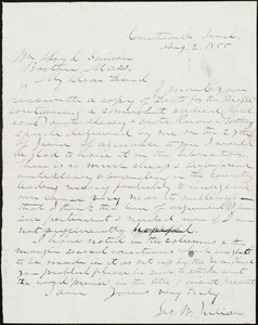 Letter from George Washington Julian, Centreville, Ind., to William Lloyd Garrison, Aug[ust] 2, 1855