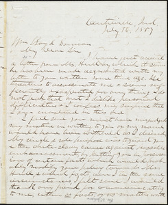 Letter from George Washington Julian, Centreville, Ind., to William Lloyd Garrison, July 16, 1857