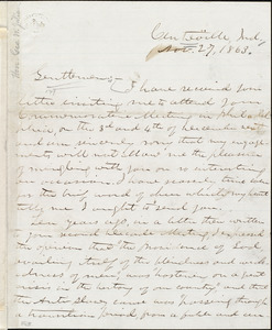 Letter from George Washington Julian, Centreville, Ind., to William Lloyd Garrison, Charles Calistus Burleigh, and Wendell Phillips, Nov[ember] 27, 1863