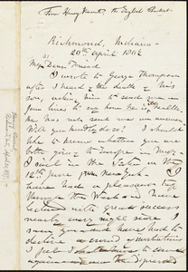 Letter from Henry Vincent, Richmond, Indiana, to William Lloyd Garrison, 20th April 1867