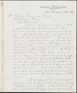 Letter from John A. Kennedy, New York, [N.Y.], to William Lloyd Garrison, April 25, 1867