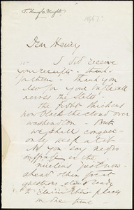 Letter from Wendell Phillips, to Henry Clarke Wright, [1866?]