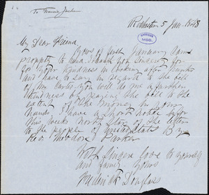 Letter from Frederick Douglass, Rochester [N.Y.], to Francis Jackson, 5 Jan, 1848