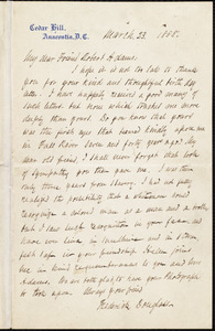 Letter from Frederick Douglass, Cedar Hill, Anacostia, D.C., to Robert Adams, March 23, 1888
