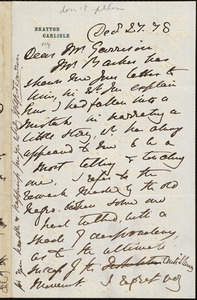 Letter from Sir Wilfrid Lawson, Carlisle, [England], to William Lloyd Garrison, Dec[ember] 27. [18]78