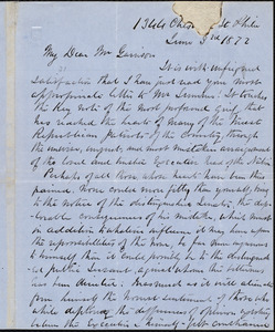 Letter from Isaiah Price, Phila[delphia, Pa.], to William Lloyd Garrison, June 3rd 1872