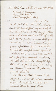 Letter from Edmund Carleton, Littleton, N.H., to Francis Jackson Garrison, Dec[embe]r 19th 1872