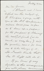 Letter from Samuel May, Jr., [Boston (Mass.)?], to William Lloyd Garrison, [April 12, 1867?]