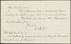 Letter from Samuel May, Jr., [Massachusetts?], to William Lloyd Garrison, May 3d [1867]