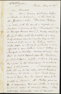Letter from Samuel May, Jr., Boston, to Wendell Phillips Garrison, May 16, 1867