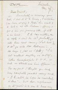 Letter from Samuel May, Jr., Leicester [Mass.], to Wendell Phillips Garrison, May 29/[18]67