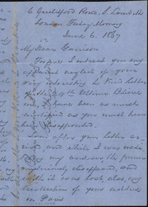 Letter from George Thompson, London, to William Lloyd Garrison, June 6, 1867