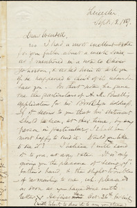 Letter from Samuel May, Jr., Leicester [Mass.], to Wendell Phillips Garrison, Sept. 13, 1867