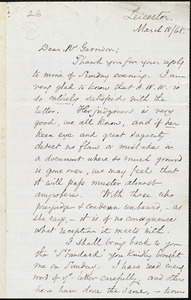 Letter from Samuel May, Jr., Leicester [Mass.], to William Lloyd Garrison, March 18 / [18]68