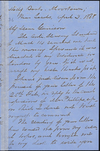 Letter from George Thompson, to William Lloyd Garrison, April 3, 1868