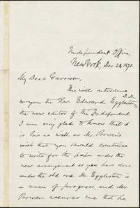 Letter from Oliver Johnson, New York, [N.Y.], to William Lloyd Garrison, Dec[ember] 21, 1870