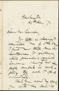 Letter from Charles Sumner, Washington, [D.C.], to William Lloyd Garrison, 29th Dec[ember] [18]70