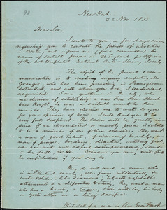 Letter from Lewis Tappan, New York, to Amos Augustus Phelps, 22 Nov. 1833