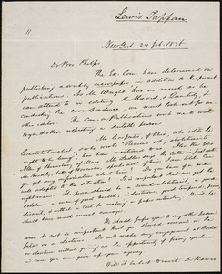 Letter from Lewis Tappan, New York, to Amos Augustus Phelps, 24 Feb. 1836