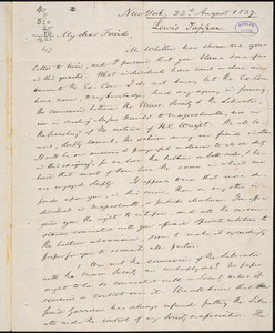 Letter from Lewis Tappan, New York, to Amos Augustus Phelps, 22d August 1837