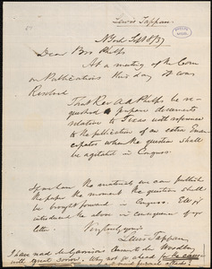 Letter from Lewis Tappan, N York, to Amos Augustus Phelps, Sept 8 / 37