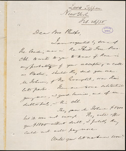 Letter from Lewis Tappan, New York, to Amos Augustus Phelps, 1838 February 26