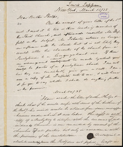 Letter from Lewis Tappan, New York, to Amos Augustus Phelps, 1838 March 15