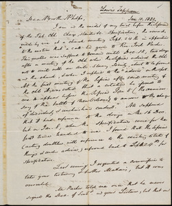 Letter from Lewis Tappan, New York, to Amos Augustus Phelps, 1839 January 10