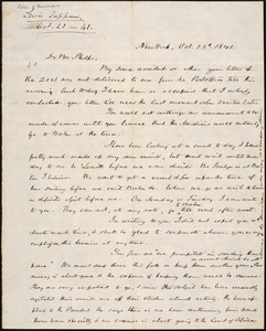 Letter from Lewis Tappan, New York, to Amos Augustus Phelps, 1841 October 23