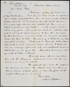 Letter from Lewis Tappan, New York, to Amos Augustus Phelps, 1841 October 26