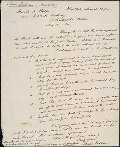 Letter from Lewis Tappan, New York, to Amos Augustus Phelps, 1842 March 10